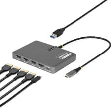 Image of StarTech USB-C Quad HDMI Dock 4K60 140W PD Mac M1-M5 USB4 Thunderbolt