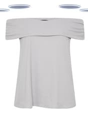 Image of Ex Women's Bardot Top - Sleeveless Plus Size Curve Grey