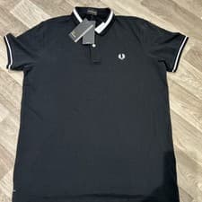 Image of Fred Perry Polo Shirt Black Size XL Men's Short Sleeve