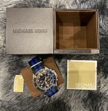 Image of Michael Kors Everest Chrono Black & Blue Watch MK 8398