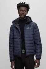 Image of BOSS Water Repellent Padded Jacket With Tonal Logo Navy - UK 50