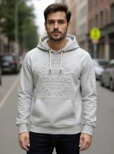 Image of Superdry Hoody Overhead Long Sleeve Pullover Pocket Embossed VL Hoodie Stone Mar