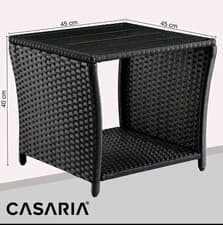 Image of Polyrattan Garden Side Table Vedis CASARIA Coffee Table Black Syn. Wood Top New