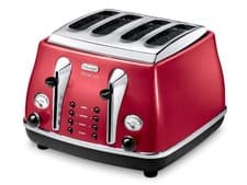 Image of De'Longhi CTOM4003.R Icona Micalite 4 Slice Toaster with Defrost Function 1800W