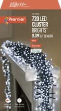Image of Premier 720 LED Cluster Multi-Action Christmas Tree Lights with Timer - WHITE