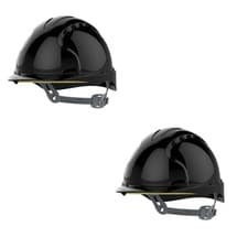 Image of 2x JSP EVO3 Safety Helmet HDPE Vented Black & Vented Four Point Chin Strap NEW