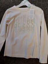 Image of SALE NEW GIRLS GUESS CREAM LONG SLEEVED T-SHIRT SIZES 10 YRS 12 YRS 16 YRS