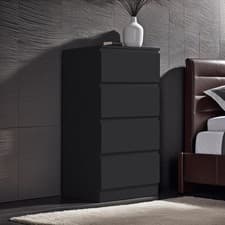 Image of 4 Drawer Chest of Drawers Bedroom Furniture Scandinavian Handleless Matt Black