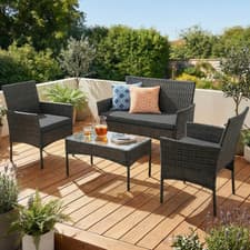 Image of Garden Corner Sofa Rattan Garden Furniture Sofa Lounge Set Cushions Wbuktzyaprag