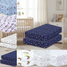 Image of 2 Pack Cot Bed Fitted Sheets Soft Polycotton Baby Toddler Bedding 60x120 70x140