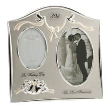 Image of Then & Now Anniversary Silverplated Photo Frame 25th 40th ruby 50th 60th 30th