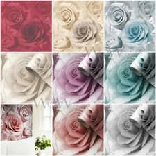Image of MADISON ROSE WALLPAPER GLITTER FLORAL FLOWERS WALL DECOR MURIVA