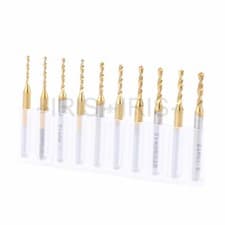 Image of Titanium Nitride Coated Carbide 1.2mm-2.1mm PCB CNC Drill Bits Router Pack Of 10