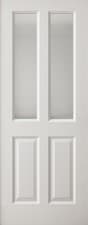 Image of PREMDOR 4 Panel Smooth Internal Door 2L Hollow Core White Primed Frosted Glass