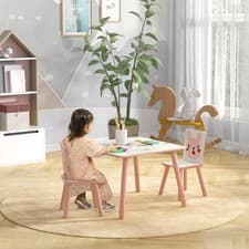 Image of Kids Table and Chairs, Children Desk with 2 Chairs, Toddler Furniture Set
