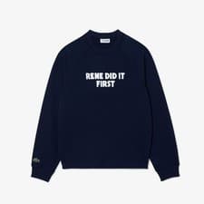 Image of Men's Lacoste Relaxed Fit Crewneck Sweatshirt in Blue