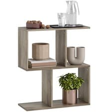 Image of HOMCOM Side Table, Narrow End Table with Storage Shelves, Grey