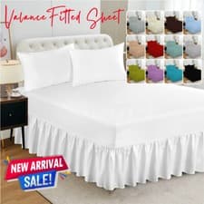 Image of Extra Deep Fitted Valance Sheet Bed Sheets Single Double King Size OR Pillowcase