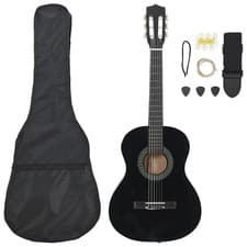 Image of WALPLUS 8pc Beginner Classical Guitar Set 3/4 36 Inch Black