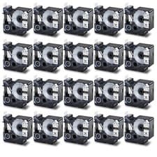 Image of 20PK 19mm Black on White IND Vinyl Label Tape 18445 for Dymo Rhino 4200 5000