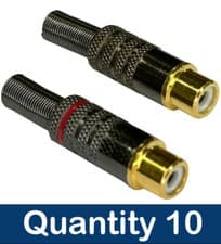 Image of AudioPro 10 x RCA Phono Female Audio Plugs AV Stereo Red Black Solder Connectors