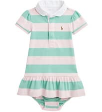 Image of Ralph Lauren baby girl pink striped Polo dress set 12/18 - girls NEW