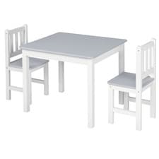 Image of HOMCOM Kids Table and 2 Chairs Set 3 Pieces Toddler Multi-usage Desk Indoor Grey
