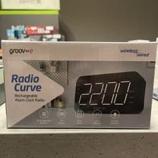Image of GROOV-E RADIO CURVE RECHARGEABLE ALARM CLOCK | LED DISPLAY - BLACK - GVCR02BK