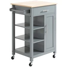 Image of HOMCOM Compact Kitchen Trolley Utility Cart on Wheels with Open Shelf Grey