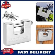 Image of Armoured Padlock 84mm W/ 5 Key Steel Shutter Warehouse Container Lock Heavy Duty