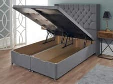 Image of Chesterfield Crushed Velvet Ottoman Storage Bed Upholstered Frame with Headboard