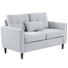 Image of HOMCOM Modern Chic Loveseat with Armrest Spring Padding, Light Grey