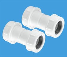 Image of 2 x McALPINE Universal Overflow Pipe Connector Coupling fits 19-23mm 3/4" R1M