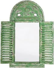Image of Esschert Design Green Louvre Mirror, Green