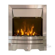 Image of ELECTRIC MODERN SILVER REMOTE 2KW FLAME COAL PEBBLE INSERT FIREPLACE LED FIRE