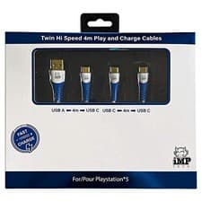 Image of iMP Tech PS5 High Speed 4 Metre Play & Charge Cable Twin Pack (PS5) (New)