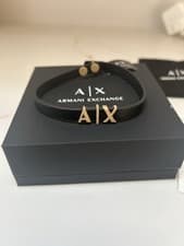 Image of Armani Exchange Men’s Black Leather Bracelet New