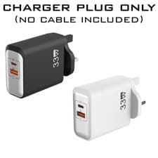 Image of USB C GaN Fast Charger Plug UK 33W PD Dual Port +Cable Option for iPhone Samsung
