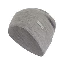 Image of adidas Tonal Metal Badge Cuffed Beanie Hat Adults One-Size Knit Hat IX3570 Grey