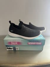 Image of Skechers Stretch Fit Memory Foam Trainers UK 4 Black Slip On Comfort Shoes