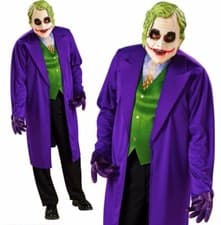 Image of Adult Mens Licensed THE JOKER Classic Fancy Dress Costume Batman Heath Ledger