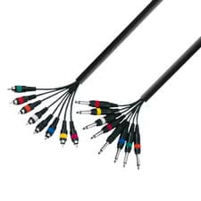 Image of 8 Way 6.35mm Mono Jack to RCA Male Plug Audio Snake Lead Loom 3m