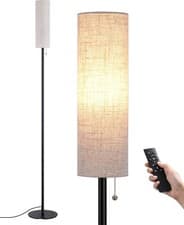 Image of EDISHINE Floor Lamp, Standing Lamp with Rounded Linen Lampshade, Floor Lamps fo