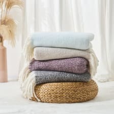 Image of Plain Faux Mohair Throw 127 x 170cm - Luxury Soft Chunky Tassel Sofa Blanket