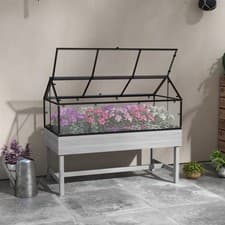 Image of 60 x 120cm Raised Garden Bed with Wooden Base - Grey