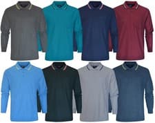 Image of Long Sleeve Polo Shirt Plain Pique Double Tipping Collar with Pocket by Beebizco