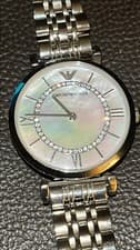 Image of Genuine EMPORIO ARMANI AR1908 Mother of Pearl Crystal Dial Womens Wrist Watch