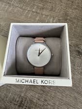 Image of NWT Michael Kors Charley Analog Silver Dial Blush / Pink Leather Watch MK2778