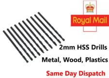 Image of METAL HSS DRILLS 2MM PROFESSIONAL HIGH QUALITY JOBBER ROLLED DRILL BITS