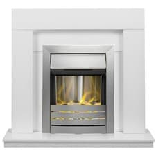 Image of Adam Malmo Fireplace in White with Helios Electric Fire in Brushed Steel, 39 ...